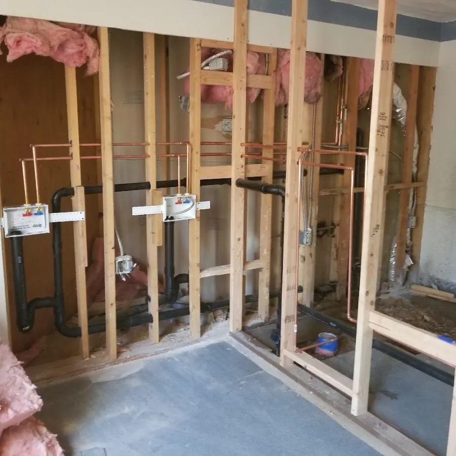 Copper pipe rough-in and plumbing installation in Monterey Park